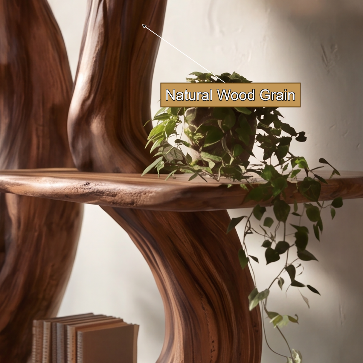 Morvella Sculpted Solid Wood Mushroom Bookshelf