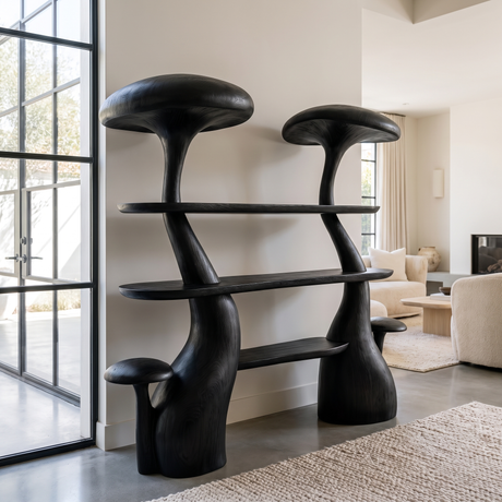Mycelith Sculpted Solid Wood Mushroom Bookshelf