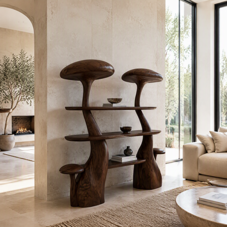 Mycelith Sculpted Solid Wood Mushroom Bookshelf