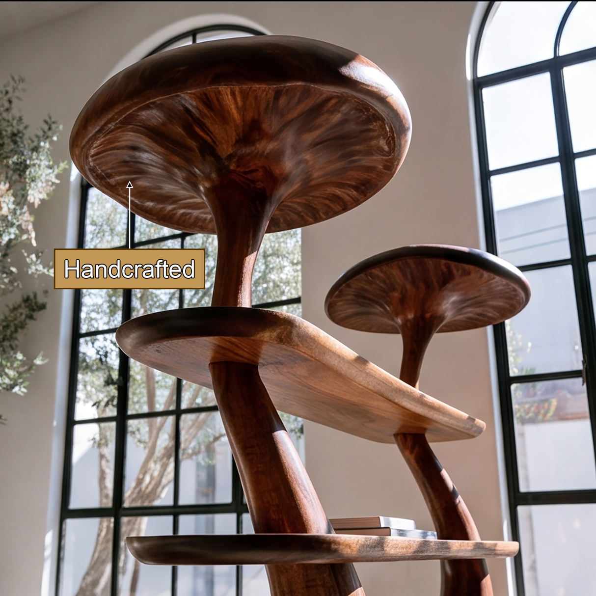 Mycelith Sculpted Solid Wood Mushroom Bookshelf
