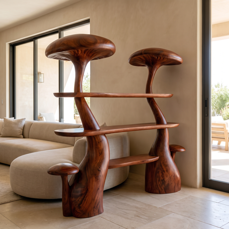 Mycelith Sculpted Solid Wood Mushroom Bookshelf
