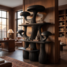 Mycelora Sculpted Solid Wood Mushroom Bookshelf