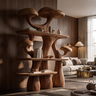Mycelora Sculpted Solid Wood Mushroom Bookshelf