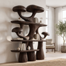 Mycelora Sculpted Solid Wood Mushroom Bookshelf