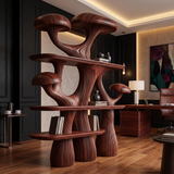 Mycelora Sculpted Solid Wood Mushroom Bookshelf