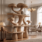 Mycelora Sculpted Solid Wood Mushroom Bookshelf