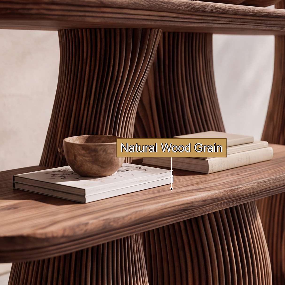 Mycelora Sculpted Solid Wood Mushroom Bookshelf