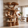 Mycelora Sculpted Solid Wood Mushroom Bookshelf