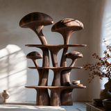 Mycelune Sculpted Solid Wood Mushroom Bookshelf