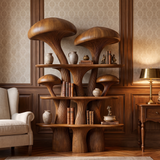 Mycelune Sculpted Solid Wood Mushroom Bookshelf