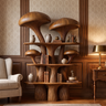 Mycelune Sculpted Solid Wood Mushroom Bookshelf