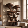Mycelune Sculpted Solid Wood Mushroom Bookshelf