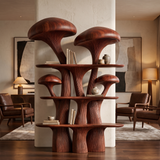 Mycelune Sculpted Solid Wood Mushroom Bookshelf