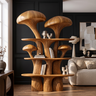 Mycelune Sculpted Solid Wood Mushroom Bookshelf