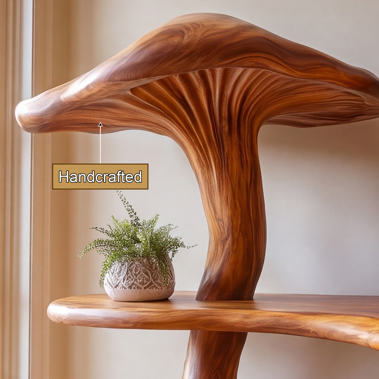 Myravon Sculpted Solid Wood Mushroom Bookshelf