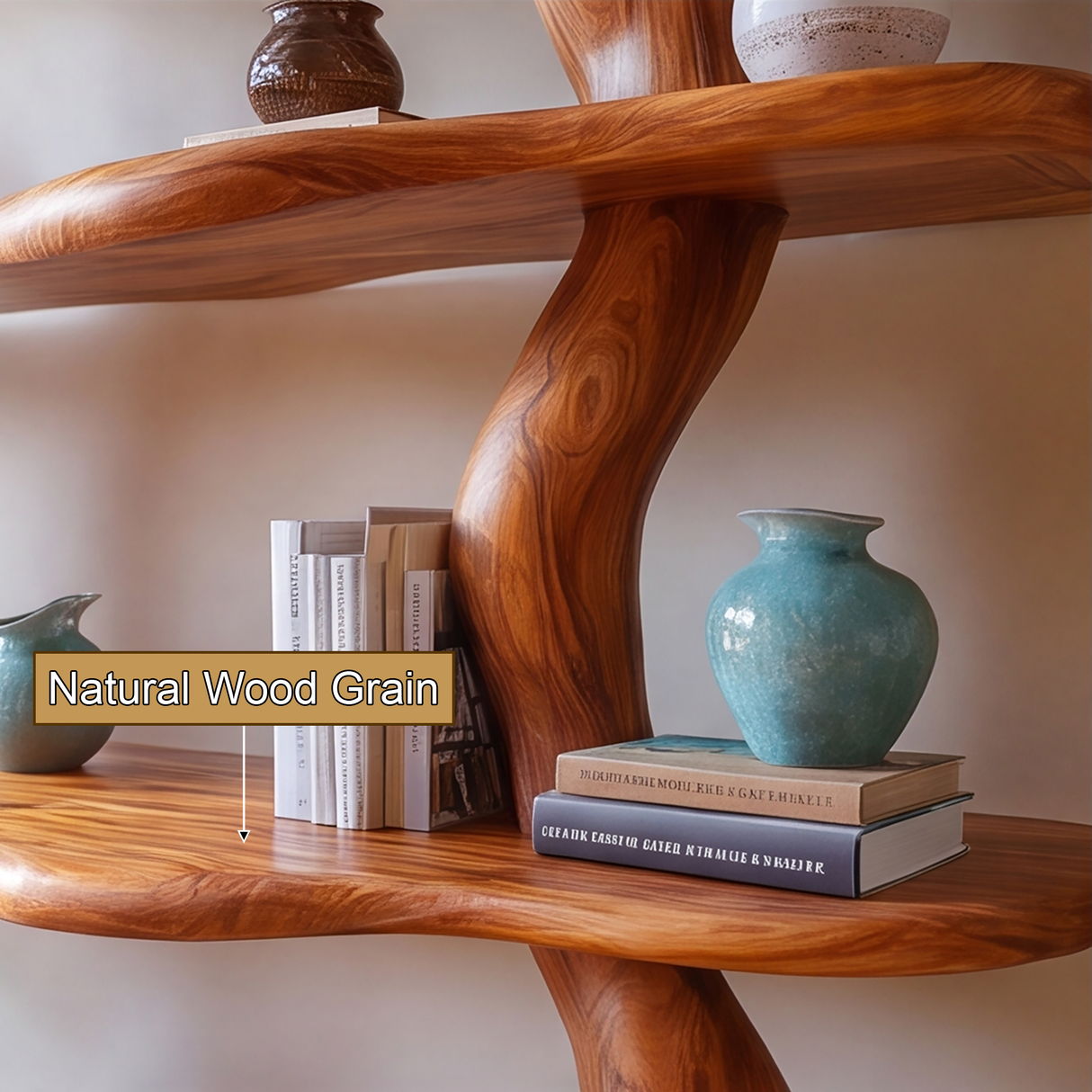 Myravon Sculpted Solid Wood Mushroom Bookshelf