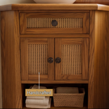 Tava Rattan-Front Corner Bathroom Vanity - Timberustic Corner Bathroom Vanity