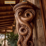 Nautivar Solid Wood Sculpted Pedestal Stand