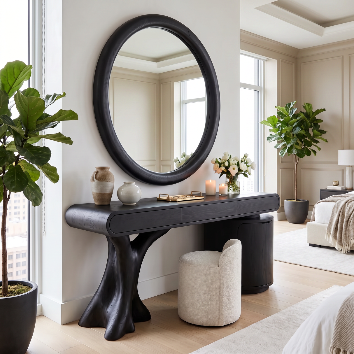 Noctara Handcrafted Solid Wood Cosmetic Table