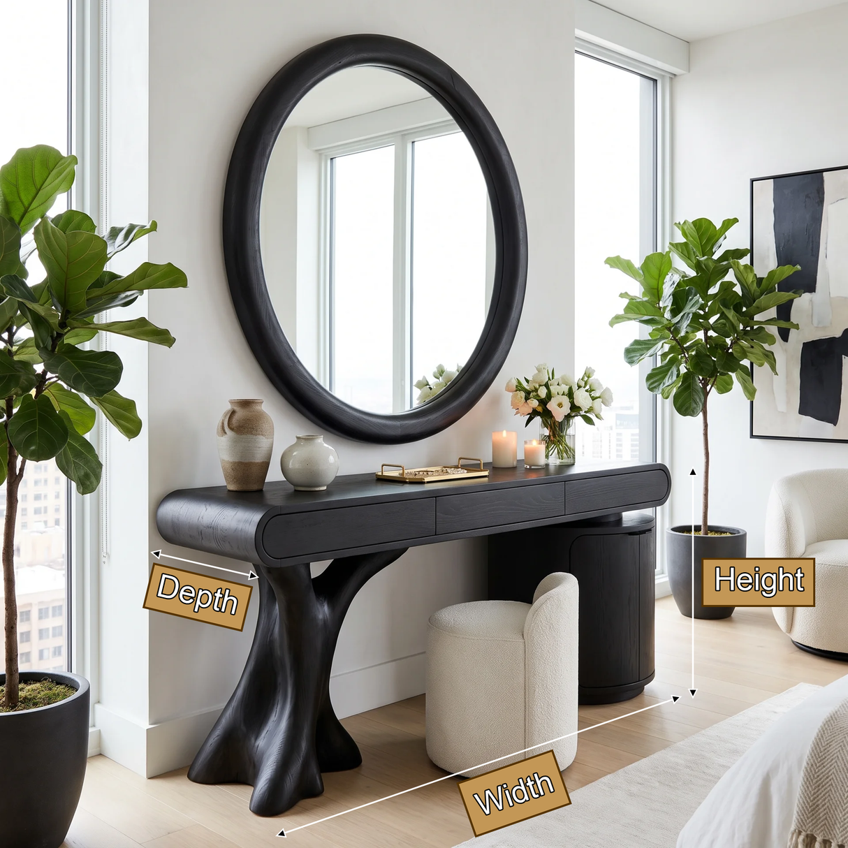 Noctara Handcrafted Solid Wood Cosmetic Table