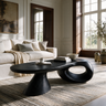 Norvayne Sculpted Solid Wood Coffee Table Black - TimbeRustic Coffee Table
