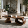 Norvayne Sculpted Solid Wood Coffee Table Brown - TimbeRustic Coffee Table