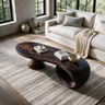 Norvayne Sculpted Solid Wood Coffee Table Dark Walnut - TimbeRustic Coffee Table