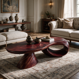 Norvayne Sculpted Solid Wood Coffee Table Mahogany - TimbeRustic Coffee Table