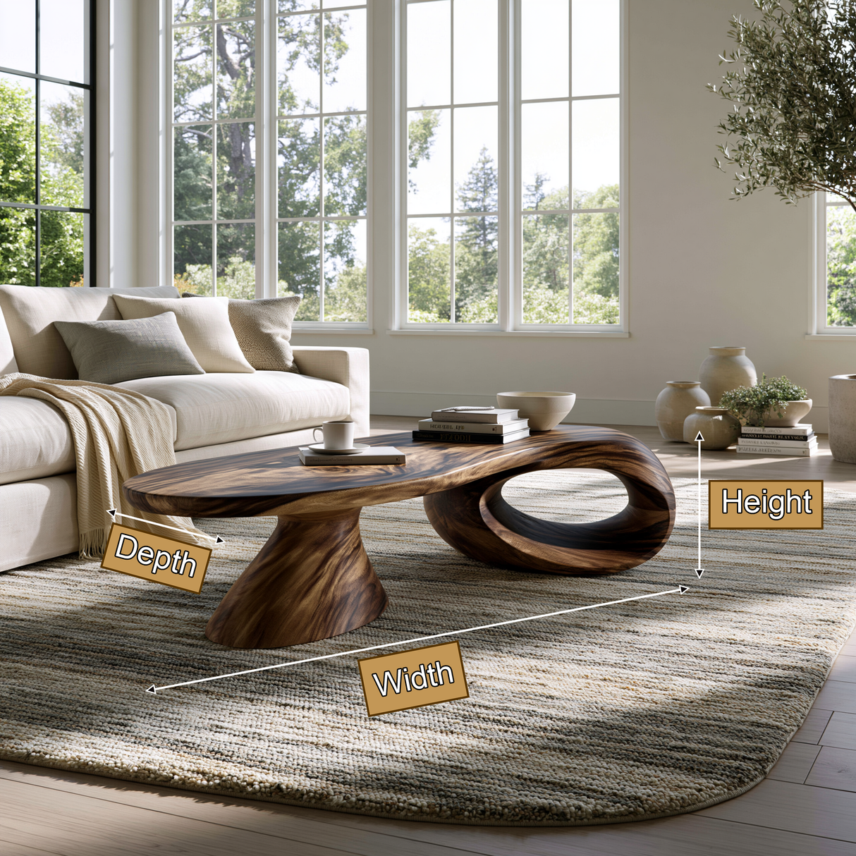Norvayne Sculpted Solid Wood Coffee Table - TimbeRustic Coffee Table