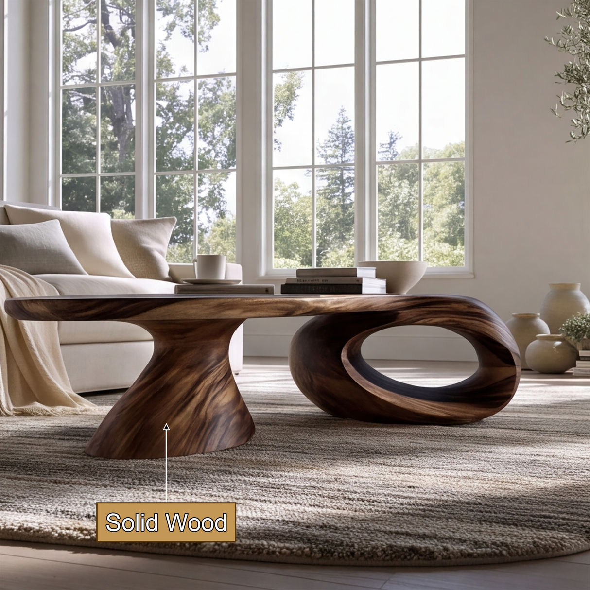 Norvayne Sculpted Solid Wood Coffee Table - TimbeRustic Coffee Table