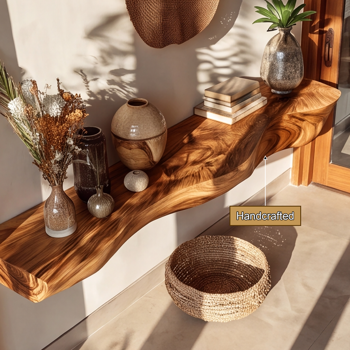 Norvelle Live Edge Solid Wood Floating Shelf