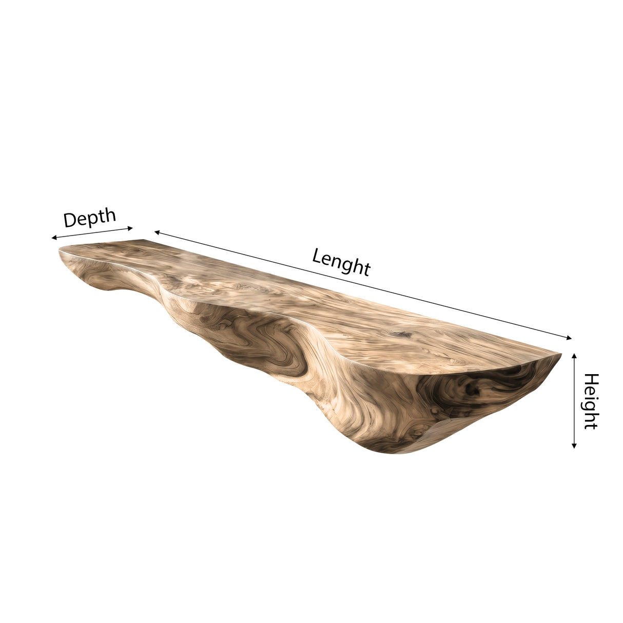 Norvelle Live Edge Solid Wood Floating Shelf