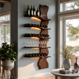Norveth Live Edge Solid Wood Floating Wine Shelf SPA395873