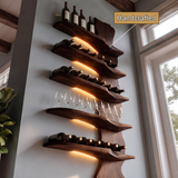 Norveth Live Edge Solid Wood Floating Wine Shelf SPA395873