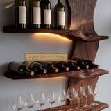 Norveth Live Edge Solid Wood Floating Wine Shelf SPA395873
