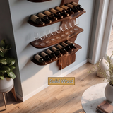 Norveth Live Edge Solid Wood Floating Wine Shelf SPA395873