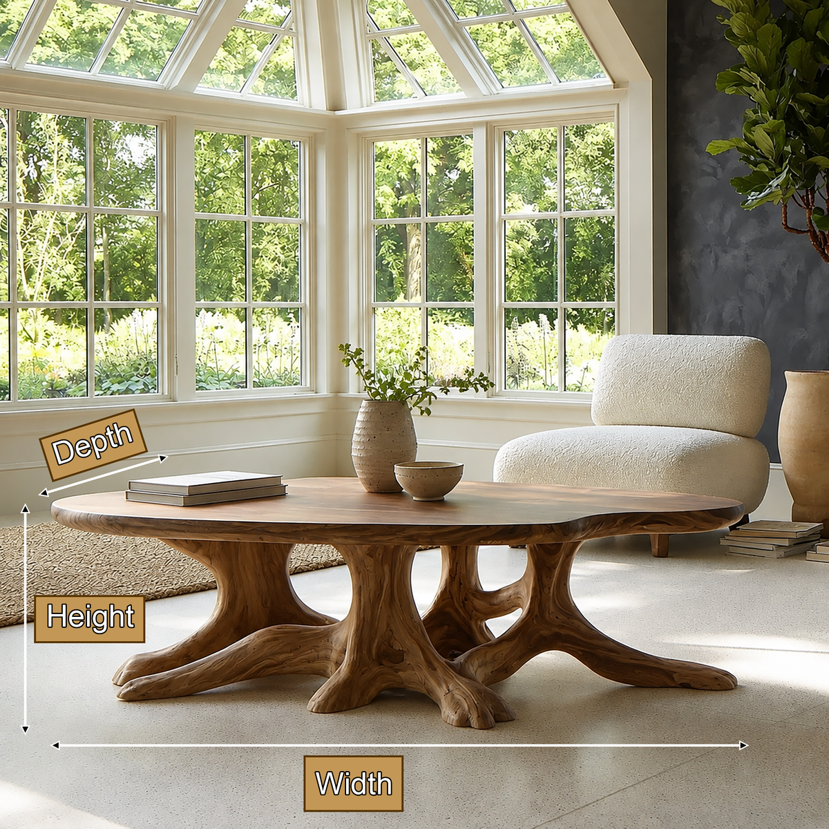 Olivareth Handcrafted Solid Wood Coffee Table
