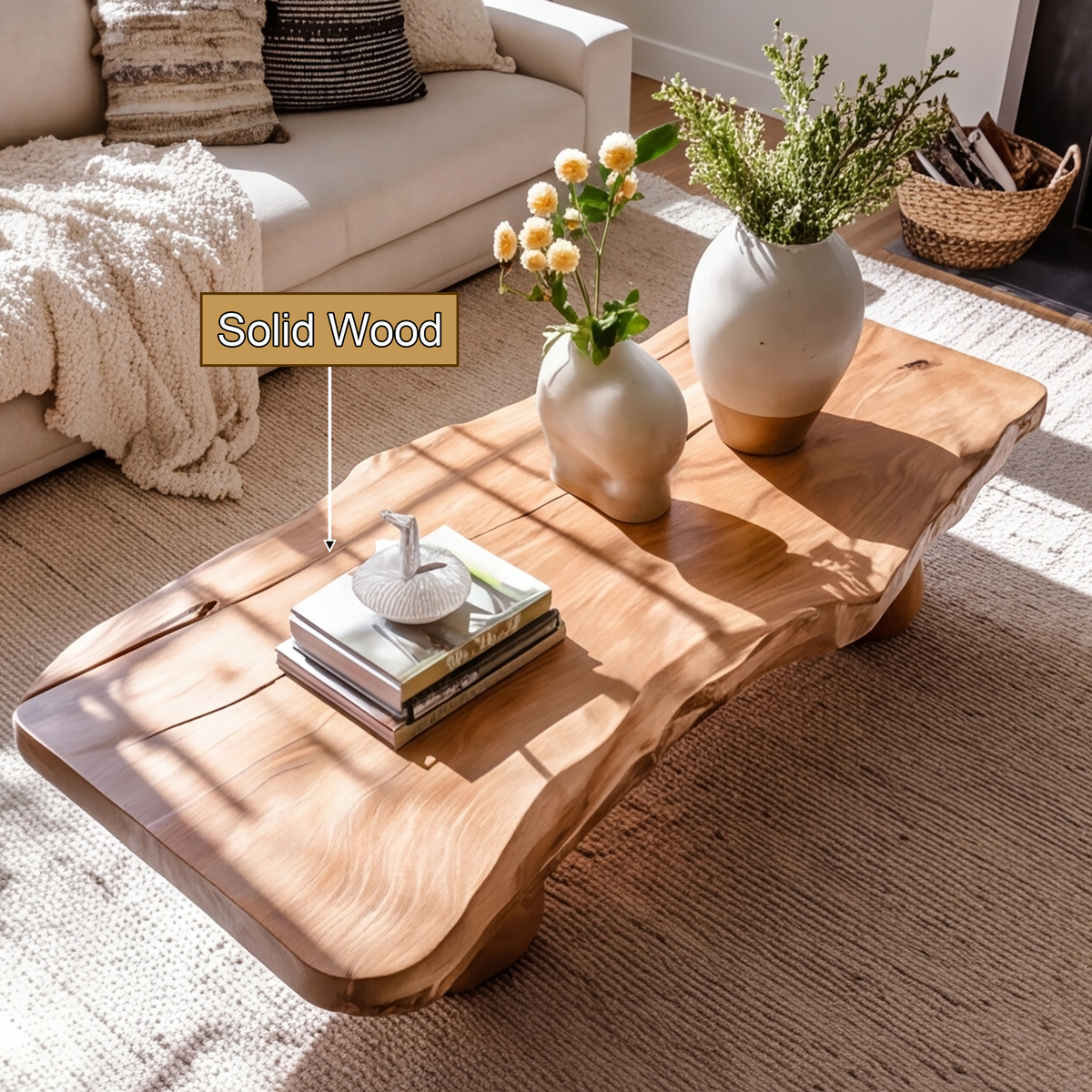 Organic Modern Solid Wood Coffee Table - TimbeRustic Coffee Table