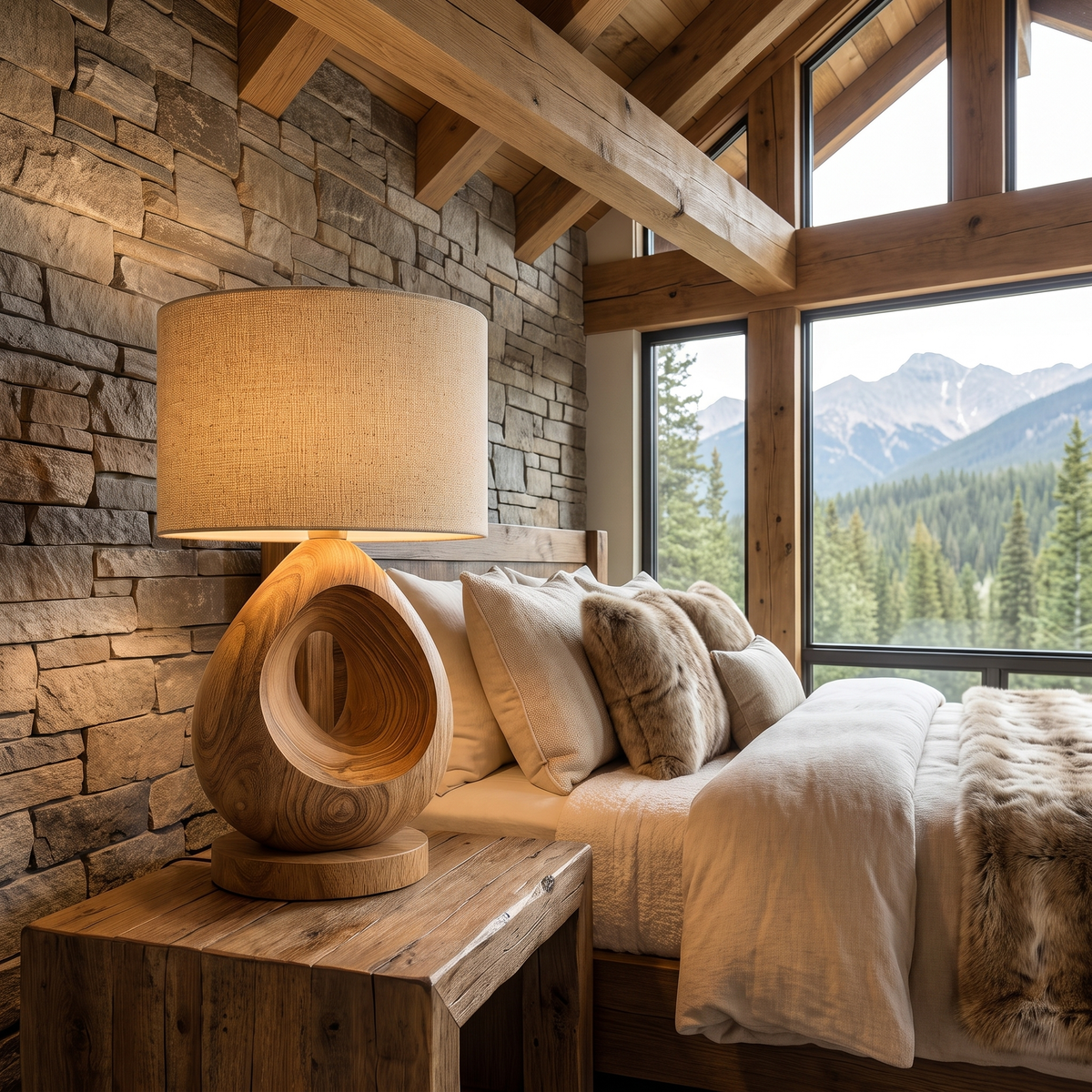 Orivana Handcrafted Solid Wood Table Lamp SPA263432 Natural Oak - Timberustic Table Lamp