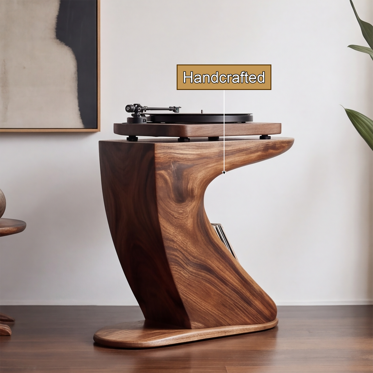 Orivane Handcrafted Solid Wood Record Player Stand - Timberustic Record Player Stand With Storage