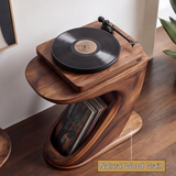Orivane Handcrafted Solid Wood Record Player Stand - Timberustic Record Player Stand With Storage