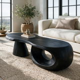 Orivane Sculpted Solid Wood Coffee Table Black - TimbeRustic Coffee Table
