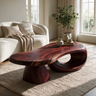 Orivane Sculpted Solid Wood Coffee Table Mahogany - TimbeRustic Coffee Table
