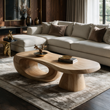 Orivane Sculpted Solid Wood Coffee Table Natural Oak - TimbeRustic Coffee Table