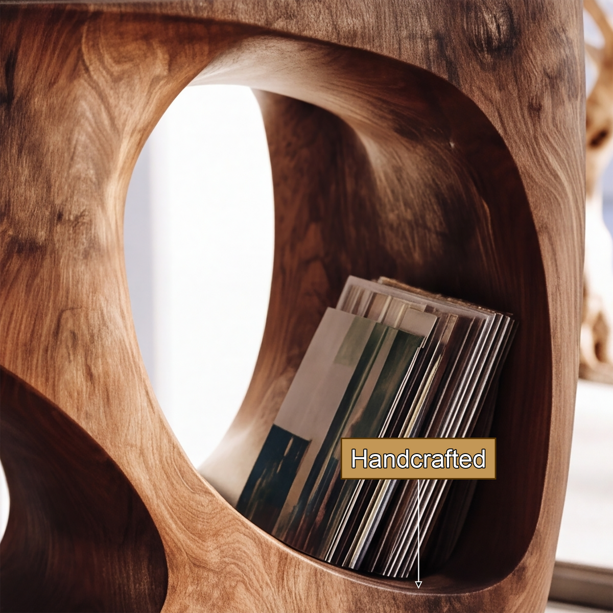 Orivane Sculpted Solid Wood Record Player Stand
