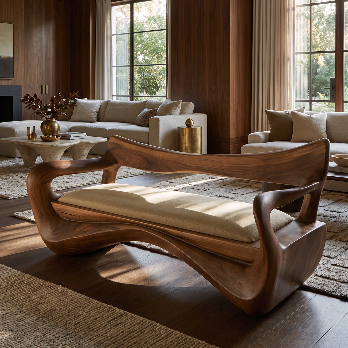 Orivane Sculpted Solid Wood Sofa