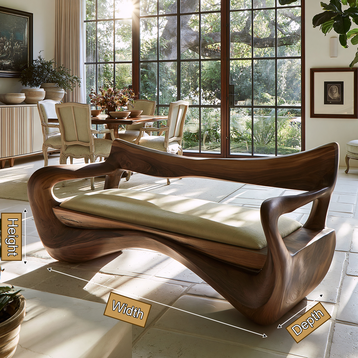 Orivane Sculpted Solid Wood Sofa