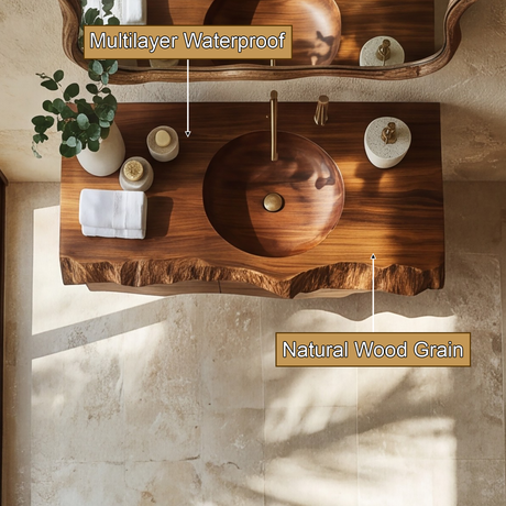 Oriven Sculpted Solid Wood Floating Bathroom Vanity with Drawers - Timberustic Floating Bathroom Vanity With Drawers