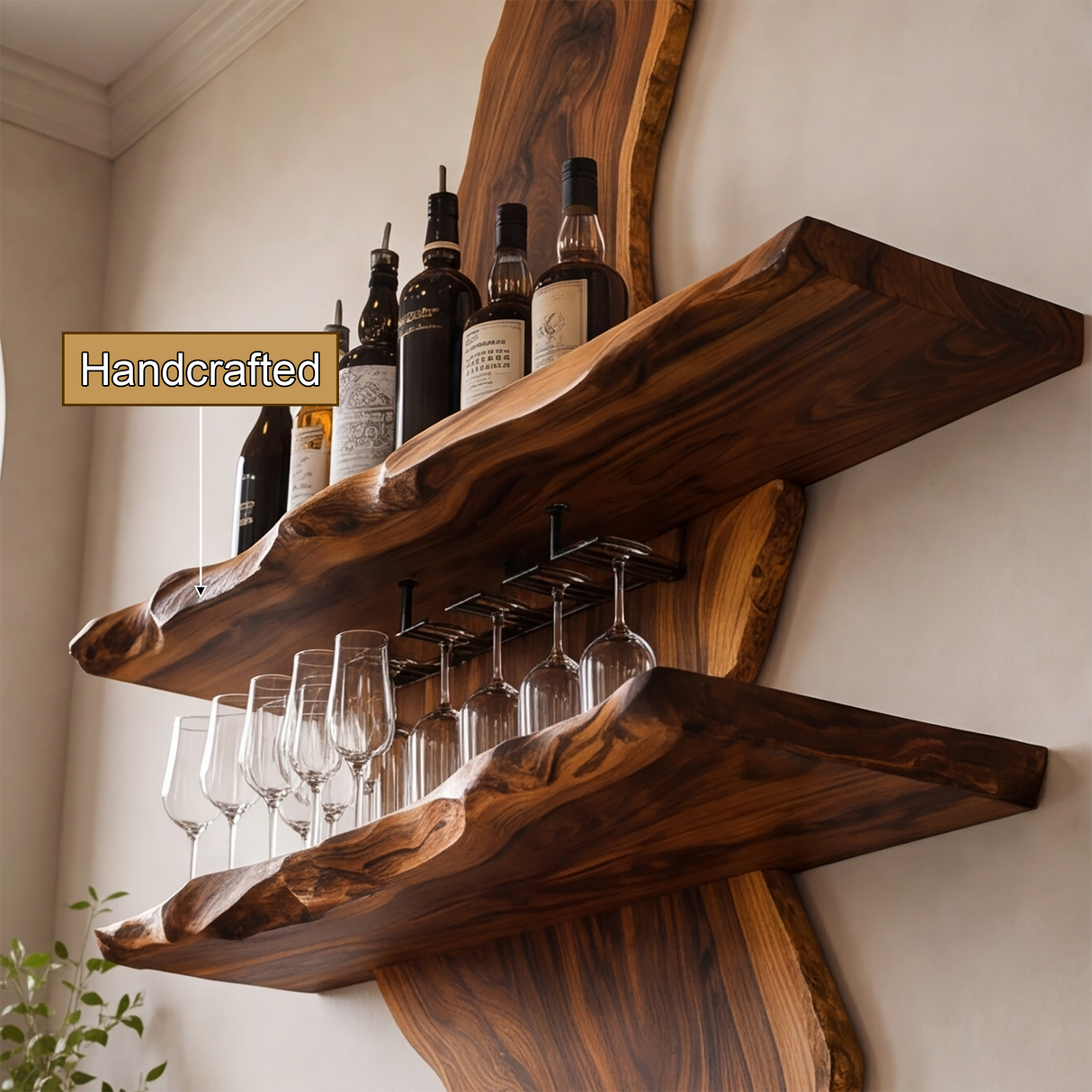 Orlenthis Live Edge Solid Wood Floating Wine Shelf SPA214873