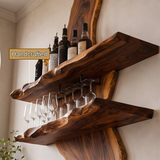 Orlenthis Live Edge Solid Wood Floating Wine Shelf SPA214873